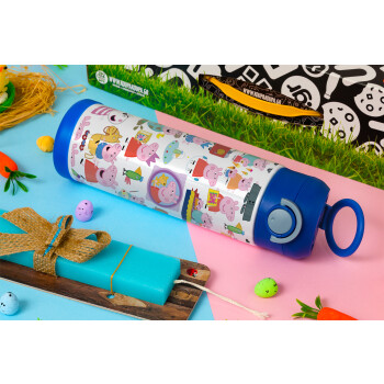 Peppa pig Characters, Easter candle, Childrens hot water bottle, stainless steel, with safety straw, BLUE (500ml)