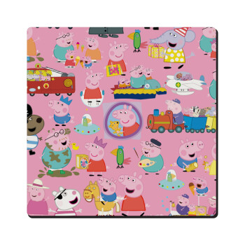 Peppa pig Characters, Τετράγωνο μαγνητάκι ξύλινο 6x6cm