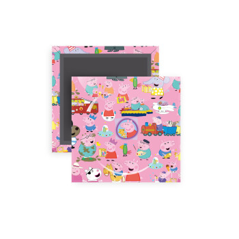 Peppa pig Characters, Μαγνητάκι ψυγείου τετράγωνο διάστασης 5x5cm