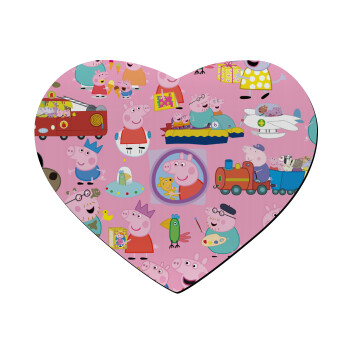 Peppa pig Characters, Mousepad καρδιά 23x20cm