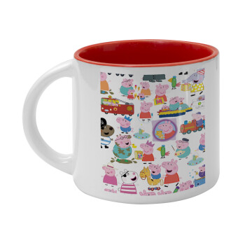 Peppa pig Characters, Κούπα κεραμική 400ml Λευκή/Κόκκινη