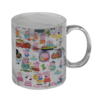 Peppa pig Characters, Κούπα κεραμική, marble style (μάρμαρο), 330ml