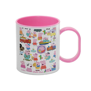Peppa pig Characters, Κούπα (πλαστική) (BPA-FREE) Polymer Ροζ για παιδιά, 330ml