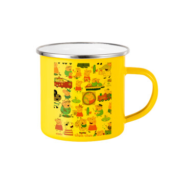 Peppa pig Characters, Κούπα Μεταλλική εμαγιέ Κίτρινη 360ml