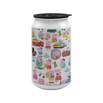 Peppa pig Characters, Κούπα ταξιδιού μεταλλική με καπάκι (tin-can) 500ml