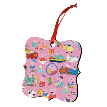 Peppa pig Characters, Στολίδι Χριστουγεννιάτικο στολίδι polygon ξύλινο 7.5cm