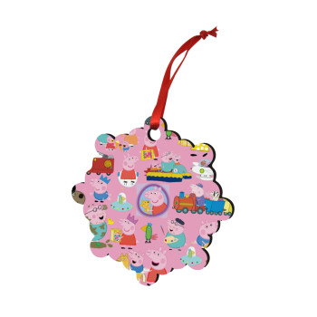 Peppa pig Characters, Christmas ornament snowflake wooden 7.5cm