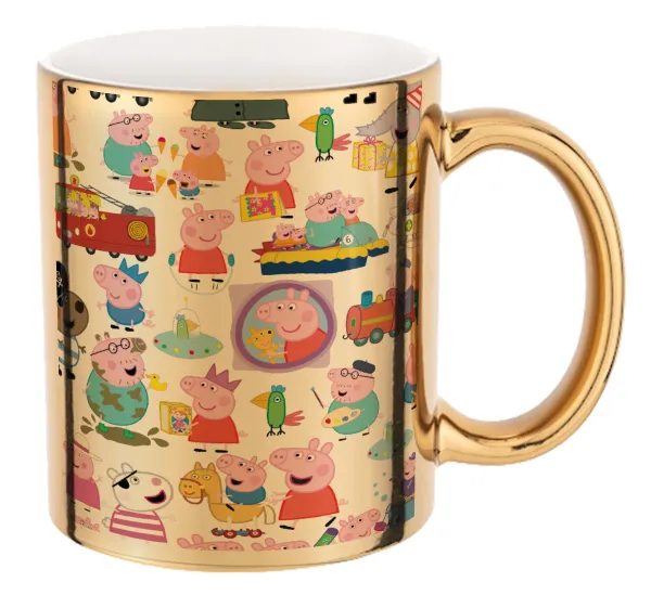Peppa pig Characters — Κούπα κεραμική, χρυσή καθρέπτης, 330ml