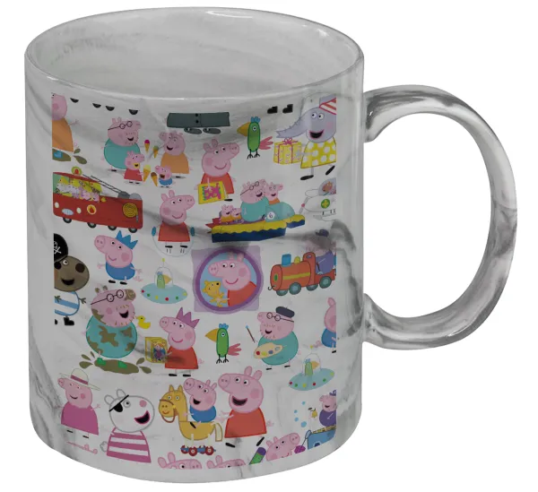 Peppa pig Characters — Mug ceramic marble style, 330ml