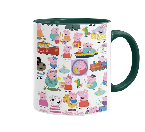 Peppa pig Characters — Κούπα χρωματιστή πράσινη, κεραμική, 330ml