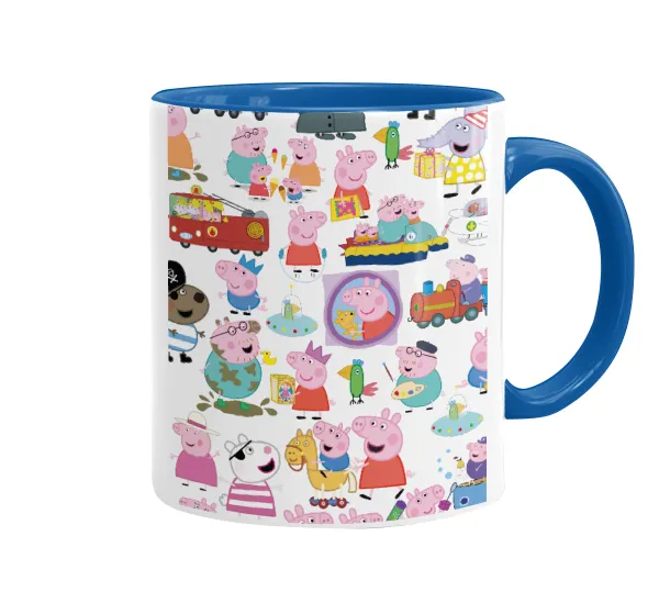 Peppa pig Characters — Κούπα χρωματιστή μπλε, κεραμική, 330ml