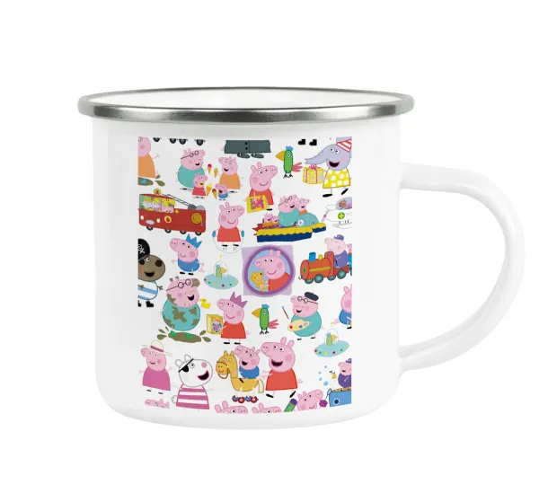 Peppa pig Characters — Metallic enamel cup white 360ml