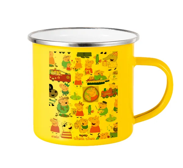 Peppa pig Characters — Yellow Enamel Metallic Cup 360ml