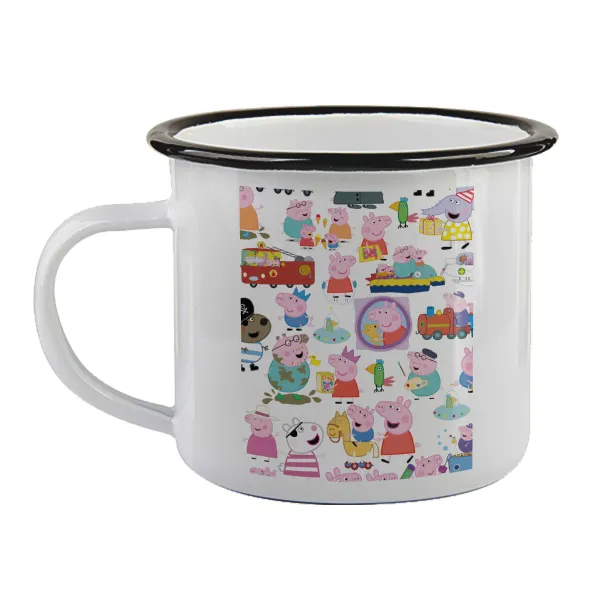 Peppa pig Characters — Κούπα εμαγιέ με μαύρο χείλος 360ml
