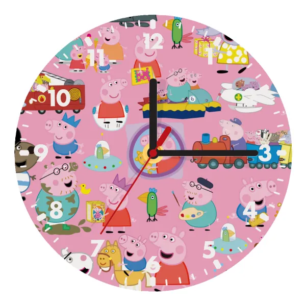 Peppa pig Characters — Ρολόι τοίχου ξύλινο (20cm)