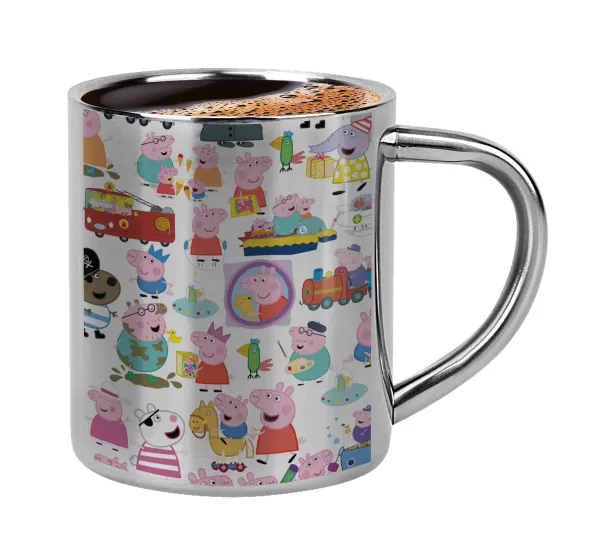 Peppa pig Characters — Double-wall metal cup for espresso (220ml)