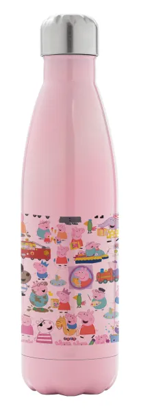 Peppa pig Characters — Metal mug thermos Pink Iridiscent (Stainless steel), double wall, 500ml