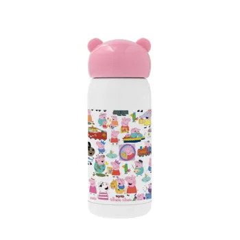 Peppa pig Characters, Pink stainless steel thermal flask, 320ml