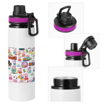 Peppa pig Characters, Metallic water bottle with safety lid, 850ml aluminum