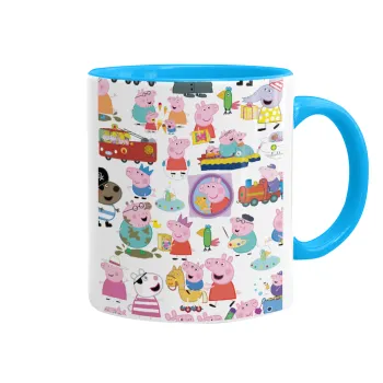 Peppa pig Characters, Mug colored light blue, ceramic, 330ml