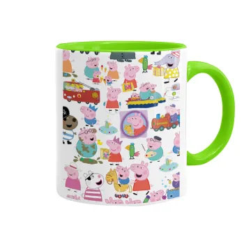 Peppa pig Characters, Κούπα χρωματιστή βεραμάν, κεραμική, 330ml
