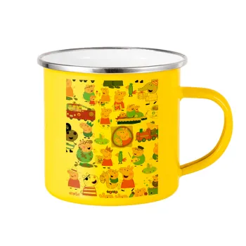 Peppa pig Characters, Yellow Enamel Metallic Cup 360ml