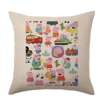 Peppa pig Characters, Μαξιλάρι καναπέ ΛΙΝΟ 40x40cm περιέχεται το  γέμισμα