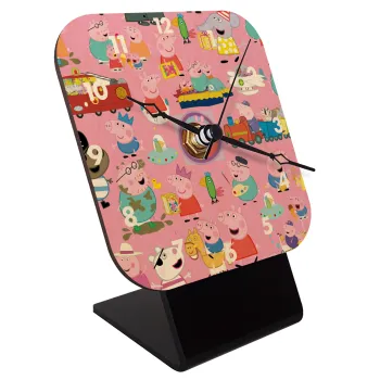 Peppa pig Characters, Επιτραπέζιο ρολόι σε φυσικό ξύλο (10cm)