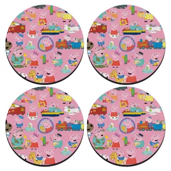Peppa pig Characters, SET of 4 round wooden coasters (9cm)