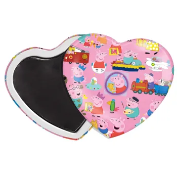 Peppa pig Characters, Μαγνητάκι καρδιά (57x52mm)