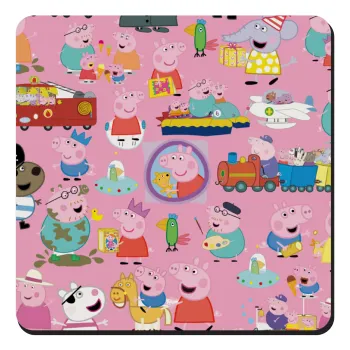 Peppa pig Characters, Τετράγωνο μαγνητάκι ξύλινο 9x9cm
