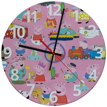 Peppa pig Characters, Ρολόι τοίχου γυάλινο (30cm)