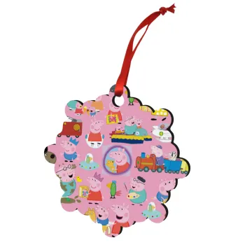 Peppa pig Characters, Στολίδι Χριστουγεννιάτικο στολίδι snowflake ξύλινο 7.5cm