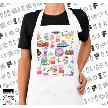 Peppa pig Characters, Ποδιά μακριά Σεφ ολόσωμη με τσέπες white (ΕΝΗΛΙΚΩΝ)