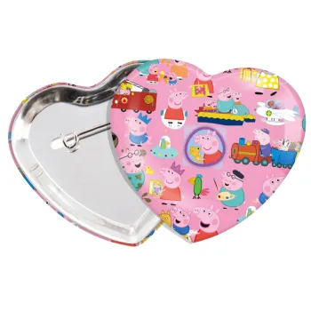 Peppa pig Characters, Κονκάρδα παραμάνα καρδιά (57x52mm)