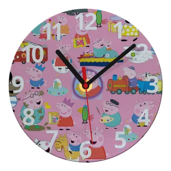 Peppa pig Characters, Ρολόι τοίχου γυάλινο (20cm)