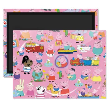 Peppa pig Characters, Ορθογώνιο μαγνητάκι ψυγείου διάστασης 9x6cm