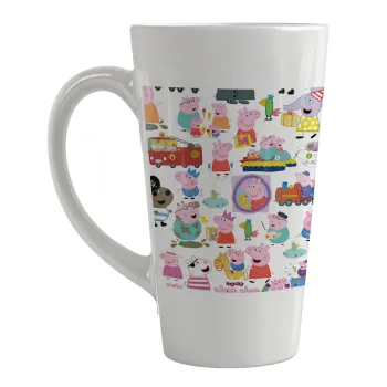 Peppa pig Characters, Κούπα κωνική Latte Μεγάλη, κεραμική, 450ml