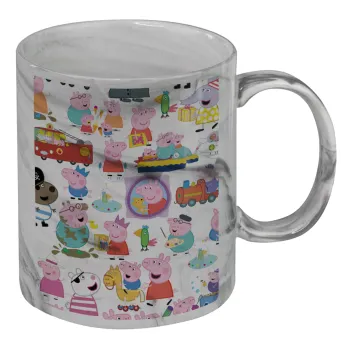 Peppa pig Characters, Mug ceramic marble style, 330ml
