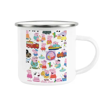 Peppa pig Characters, Κούπα Μεταλλική εμαγιέ λευκη 360ml