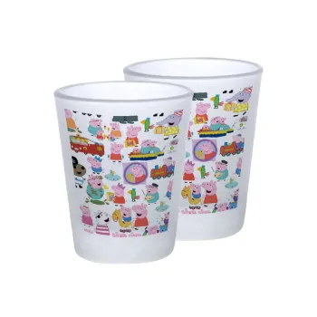 Peppa pig Characters, Σφηνοπότηρα γυάλινα 45ml του πάγου (2 τεμάχια)