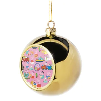 Peppa pig Characters, Golden Christmas tree ball ornament 8cm
