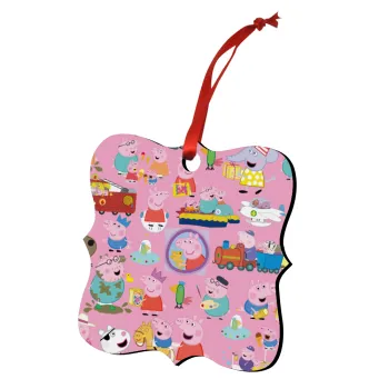 Peppa pig Characters, Christmas ornament polygon wooden 7.5cm