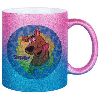 Scooby Doo, Κούπα Χρυσή/Μπλε Glitter, κεραμική, 330ml