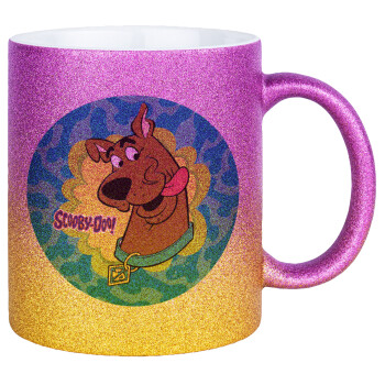 Scooby Doo, Κούπα Χρυσή/Ροζ Glitter, κεραμική, 330ml