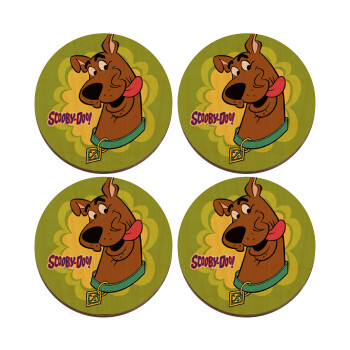 Scooby Doo, ΣΕΤ x4 Σουβέρ ξύλινα στρογγυλά plywood (9cm)