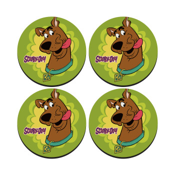 Scooby Doo, SET of 4 round wooden coasters (9cm)