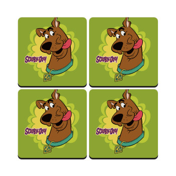 Scooby Doo, ΣΕΤ 4 Σουβέρ ξύλινα τετράγωνα (9cm)