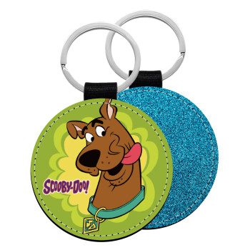 Scooby Doo, Μπρελόκ Δερματίνη, στρογγυλό ΜΠΛΕ (5cm)