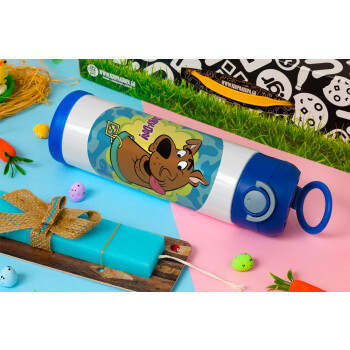 Scooby Doo, Easter candle, Childrens hot water bottle, stainless steel, with safety straw, BLUE (500ml)